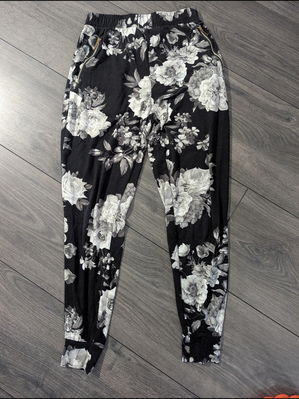 eye candy Black & White Floral Jogger Pants